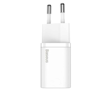 Ładowarka i akumulator BASEUS sieciowa Super Si Quick Charger 1xUSB-C 20W (biała) CCSUP-B02